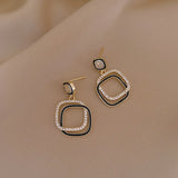 Geometric Square Dangle Earrings Crystal Jewelry Party