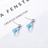 Literary Water Drop Earrings 925 Sterling Silver For Women Girl S-E649