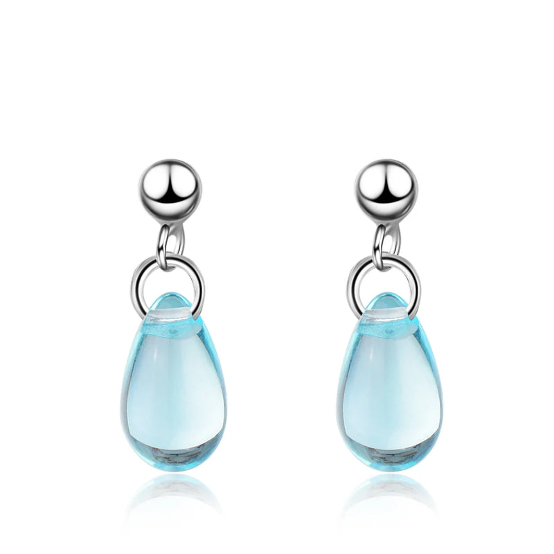 Literary Water Drop Earrings 925 Sterling Silver For Women Girl S-E649