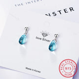 Literary Water Drop Earrings 925 Sterling Silver For Women Girl S-E649