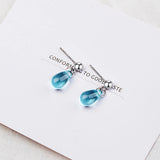 Literary Water Drop Earrings 925 Sterling Silver For Women Girl S-E649