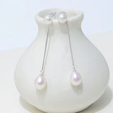Long Pearl Pendant Earrings 925 Sterling Silver