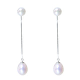 Long Pearl Pendant Earrings 925 Sterling Silver