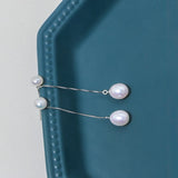 Long Pearl Pendant Earrings 925 Sterling Silver