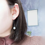 Long Pearl Pendant Earrings 925 Sterling Silver