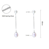 Long Pearl Pendant Earrings 925 Sterling Silver