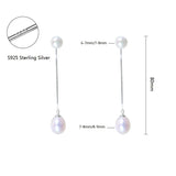 Long Pearl Pendant Earrings 925 Sterling Silver