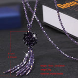 Tassel Beads Necklace Red Sweater Chain Crystal Jewelry