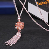 Tassel Beads Necklace Red Sweater Chain Crystal Jewelry