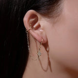 Crown Ear Line Sweet Small Fresh Tassel Ear Cuff Earrings