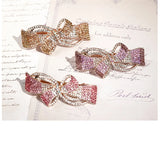 Crystal Hair Clip 3D Alloy Bow Bobby Pin Multi-Layer Small Drill