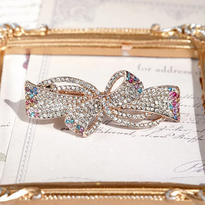 Crystal Hair Clip 3D Alloy Bow Bobby Pin Multi-Layer Small Drill