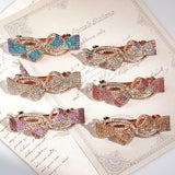 Crystal Hair Clip 3D Alloy Bow Bobby Pin Multi-Layer Small Drill