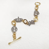 Crystal Cherry Crown Charm Bracelet for Women