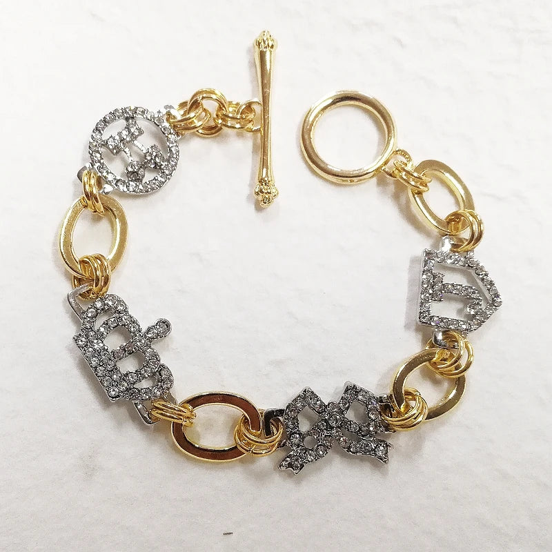 Crystal Cherry Crown Charm Bracelet for Women