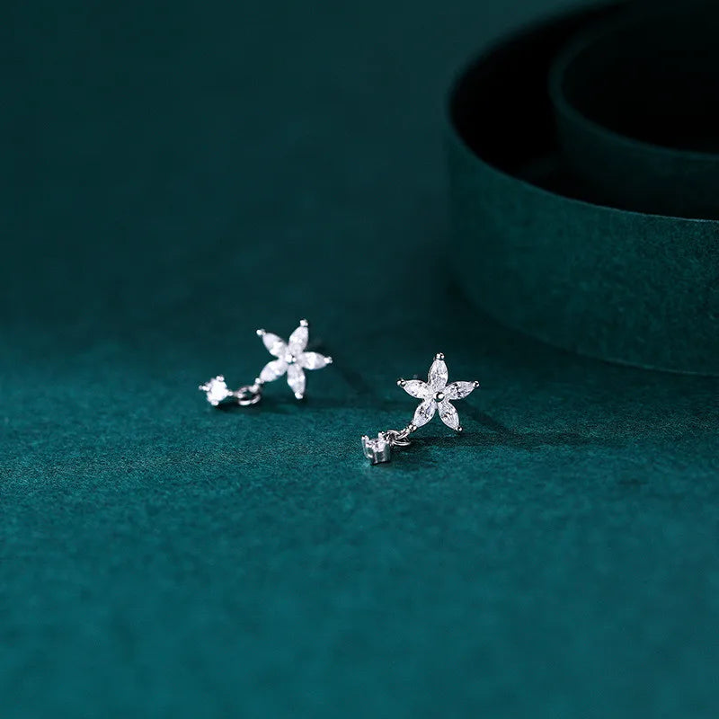 Zircon Flower Earrings for Women Wedding Jewelry
