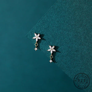 Zircon Flower Earrings for Women Wedding Jewelry