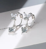 Crystal Butterfly Earrings Sterling Silver Studs for Women
