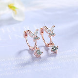 Crystal Butterfly Earrings Sterling Silver Studs for Women