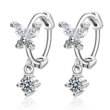 Crystal Butterfly Earrings Sterling Silver Studs for Women