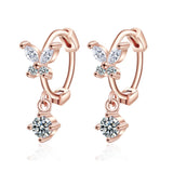 Crystal Butterfly Earrings Sterling Silver Studs for Women