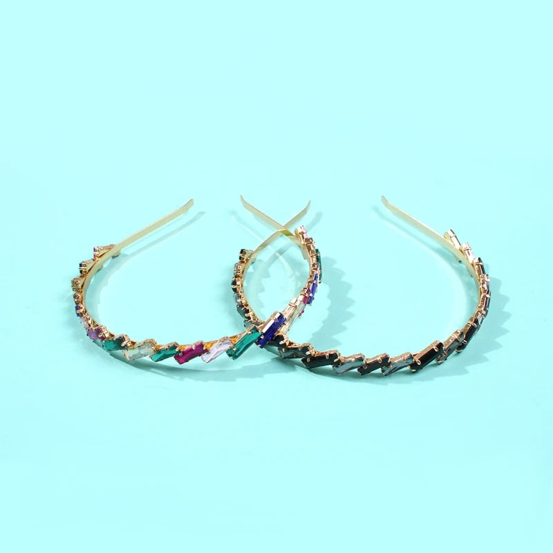 Crystal Rhinestone Headband Colored Hair Hoop Bridal Crown