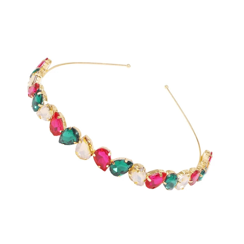 Crystal Rhinestone Headband Colored Hair Hoop Bridal Crown