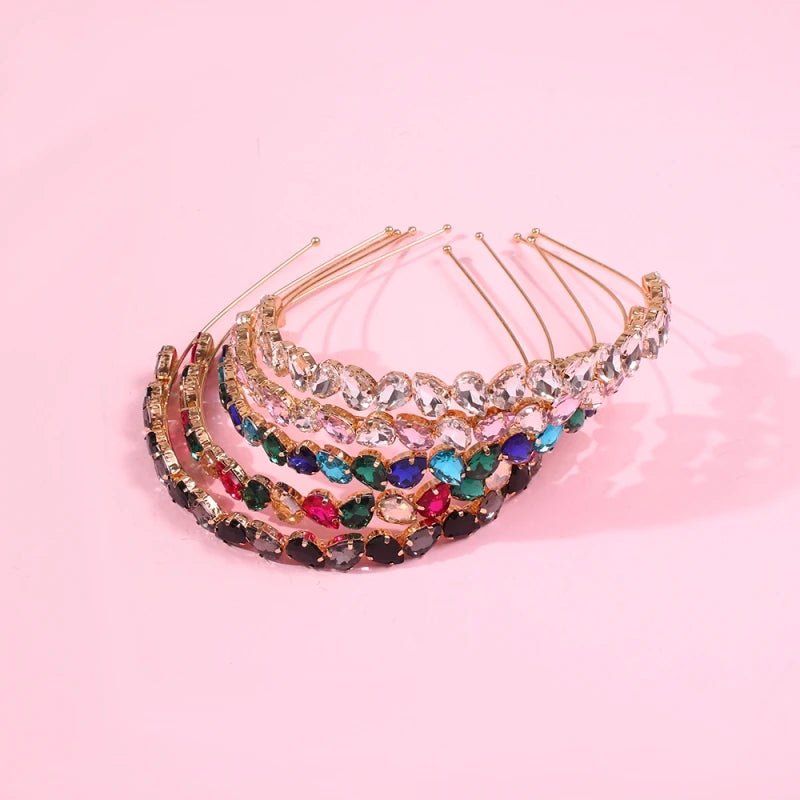 Crystal Rhinestone Headband Colored Hair Hoop Bridal Crown