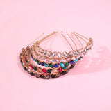 Crystal Rhinestone Headband Colored Hair Hoop Bridal Crown