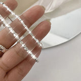 Sterling Silver Punk Rectangular Beads Bracelet for Women