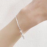 Sterling Silver Punk Rectangular Beads Bracelet for Women