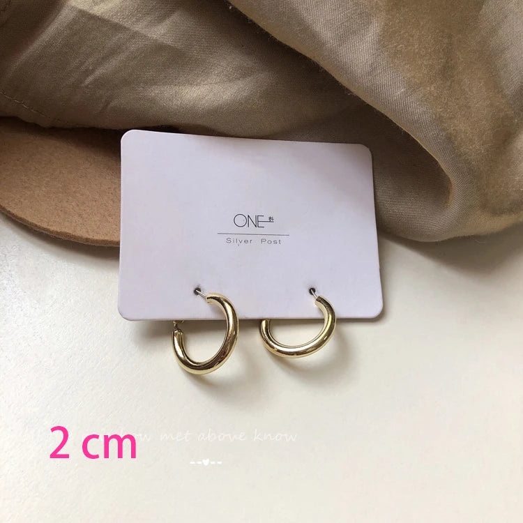 Silver Geometric Small Hoop Earrings for Women