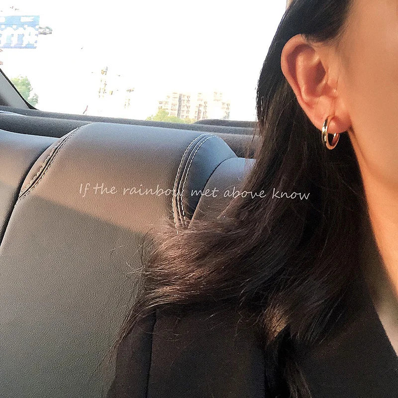 Silver Geometric Small Hoop Earrings for Women