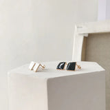 Mini Ins Geometric Square Champagne Stud Earrings