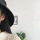 Mini Ins Geometric Square Champagne Stud Earrings