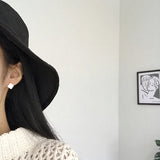 Mini Ins Geometric Square Champagne Stud Earrings