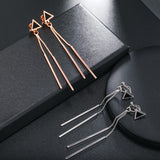 Geometric Tassel Bar Clip Earrings for Women Non Pierced