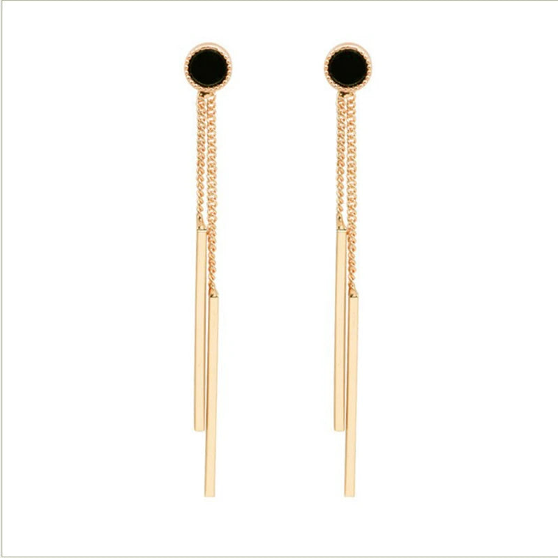 Geometric Tassel Bar Clip Earrings for Women Non Pierced