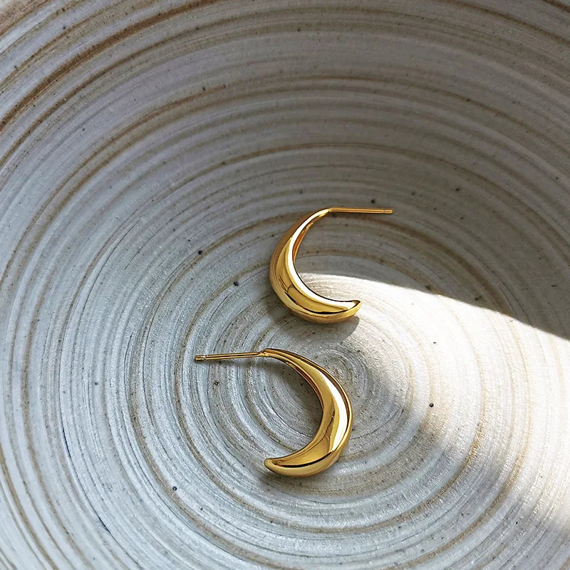 Moon Earrings 925 Sterling Silver Gold Banana Earrings