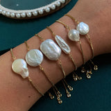 Freshwater Pearl Bracelets for Women Chain Baroque Square Heart Coin Pearl