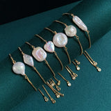 Freshwater Pearl Bracelets for Women Chain Baroque Square Heart Coin Pearl
