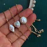 Freshwater Pearl Bracelets for Women Chain Baroque Square Heart Coin Pearl