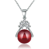 925 Silver Necklace with Round Zircon Pendant for Women