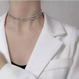 Rock Style Choker 925 Silver Necklace NK070