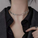 Rock Style Choker 925 Silver Necklace NK070