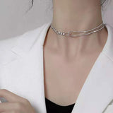 Rock Style Choker 925 Silver Necklace NK070