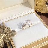 Crystal Leaf Ring Zircon Opening Ring Banquet Jewelry