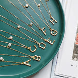 925 Silver Necklace 18K 26 Letters Pendant for Women Girls