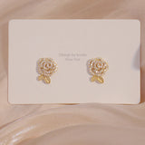AAA CZ Women Rose Stud Earring Wedding Jewelry Pendant