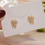 AAA CZ Women Rose Stud Earring Wedding Jewelry Pendant